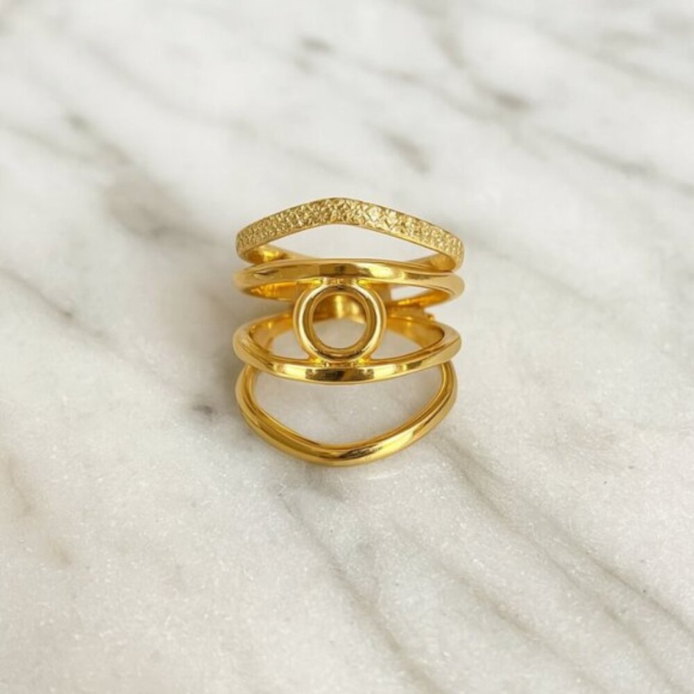 “Roma” Adjustable Gold River Stack Ring - image 1